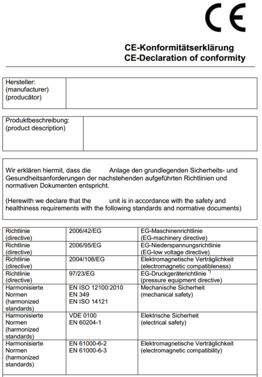EnviCare Verfahrenstechnik CE-Kennzeichnung Konformitätsbewertung Checklistenverfahren Shredder